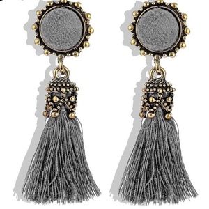 Gray tassel earrings